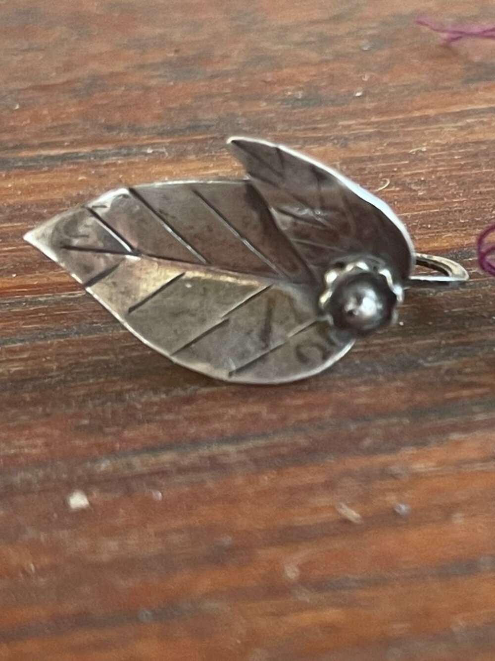 Mid Century Sterling Silver 925 Handmade Screw Back Leaf Earrings